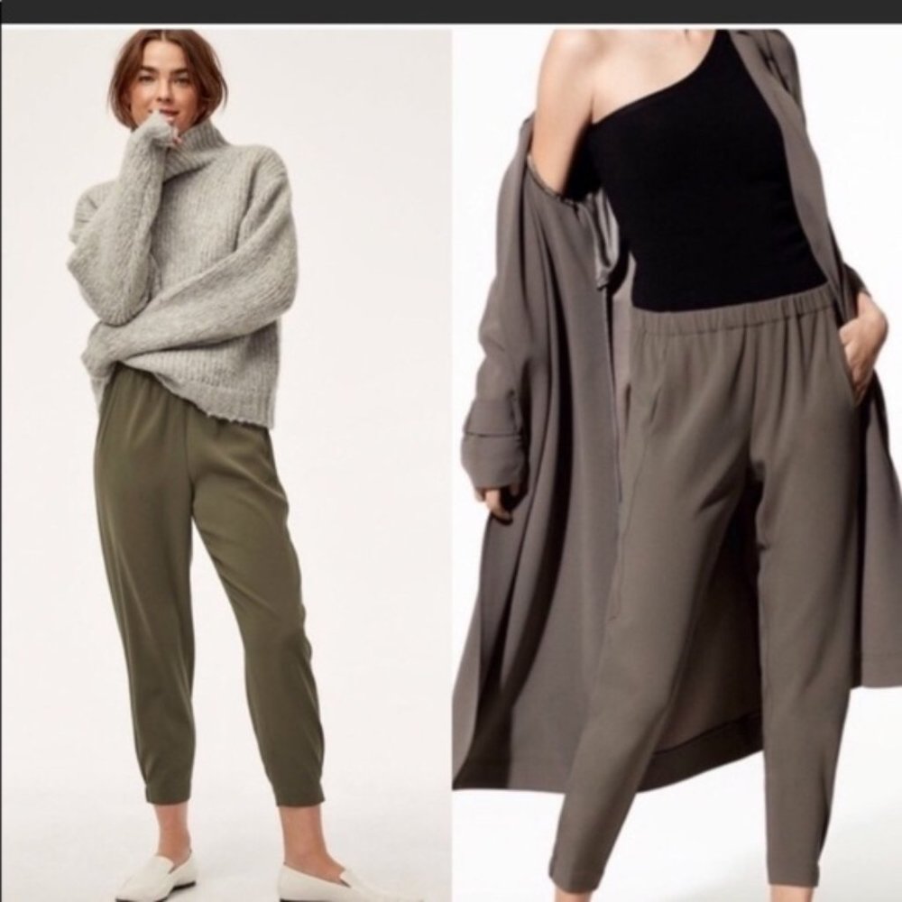 Aritzia-Babaton 'Dexter' Pant Dark Olive Green L